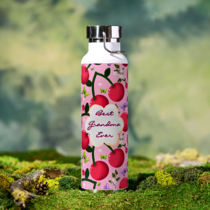 Custom and personalised cherry butterfly gift water bottle