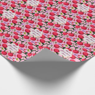 Custom and personalised cherry butterfly gift  wrapping paper