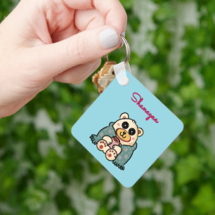 Custom and personalised cute polar bear  key ring