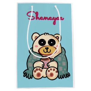 Custom and personalised cute polar bear medium gift bag