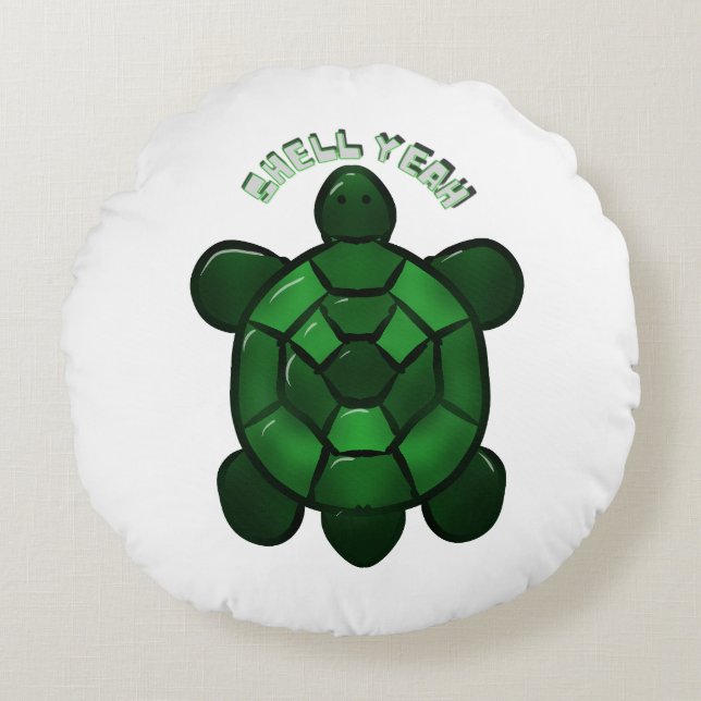 Custom and personalised Cute Turtle  Round Cushion (Front)