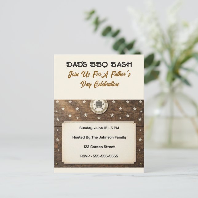 Custom and personalised Father's Day Invitation  Postcard (Standing Front)