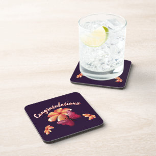 Custom and personalised floral Butterfly Pattern  Coaster