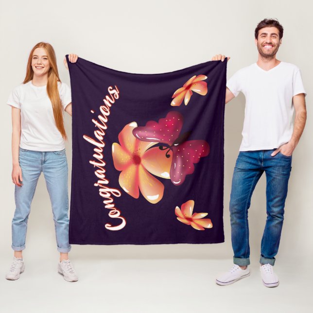 Custom and personalised floral Butterfly Pattern  Fleece Blanket (In Situ)