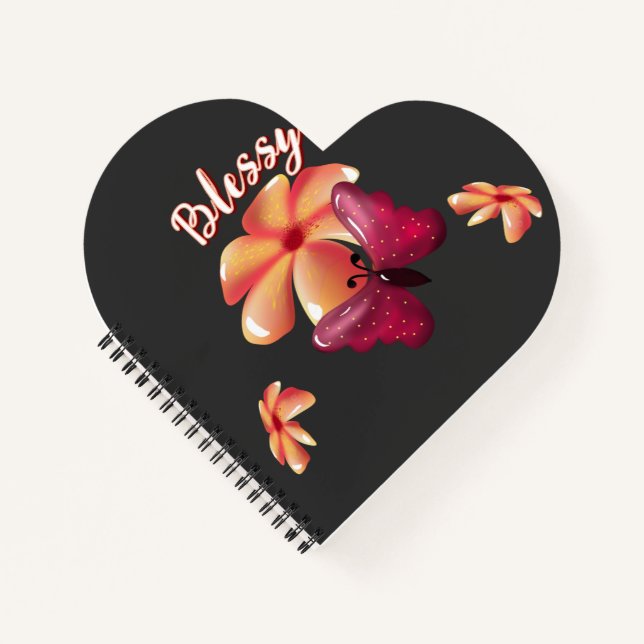 Custom and personalised floral Butterfly Pattern  Notebook (Front)