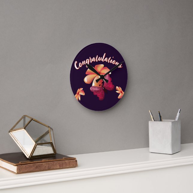 Custom and personalised floral Butterfly Pattern  Round Clock (Office)