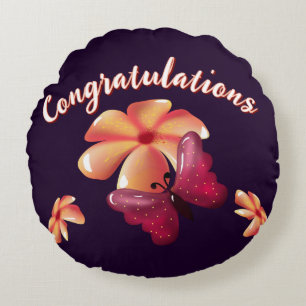 Custom and personalised floral Butterfly Pattern  Round Cushion