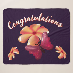 Custom and personalised floral Butterfly Pattern Sherpa Blanket