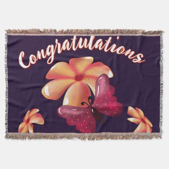 Custom and personalised floral Butterfly Pattern  Throw Blanket (Front)