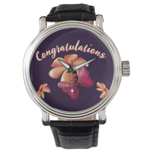 Custom and personalised floral Butterfly Pattern Watch