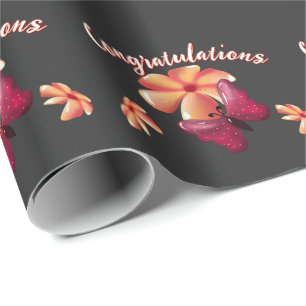 Custom and personalised floral Butterfly Pattern Wrapping Paper