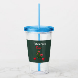 Custom and personalised floral gift acrylic tumbler