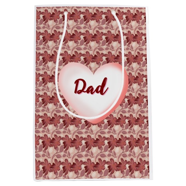 Custom and personalised floral gift for Father  Medium Gift Bag (Front)