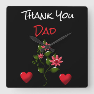 Custom and personalised floral gift square wall clock