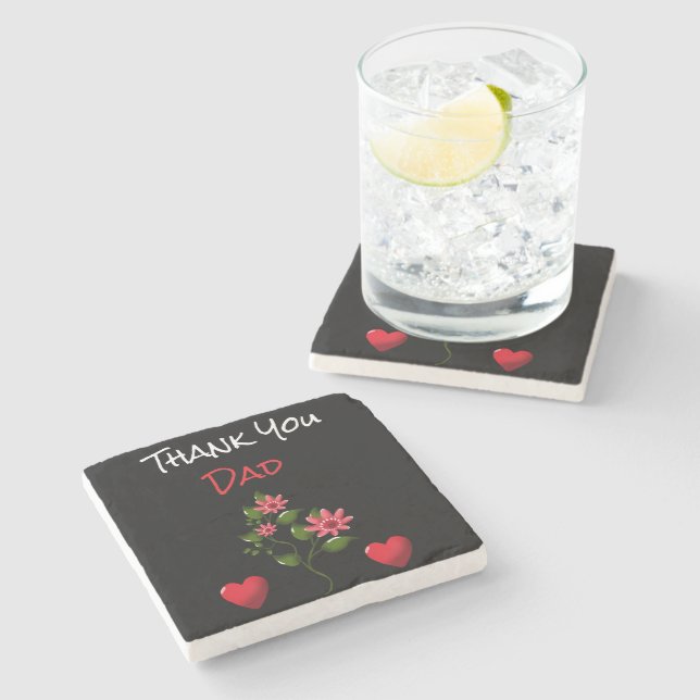 Custom and personalised floral gift  stone coaster (Side)
