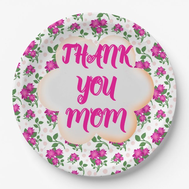 Custom and personalised floral pattern  paper plate (Front)