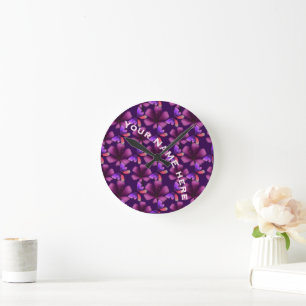 Custom and personalised floral Spiral Notebook Round Clock