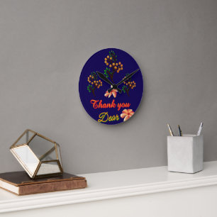 Custom And personalised gift Botanical Pattern  Round Clock