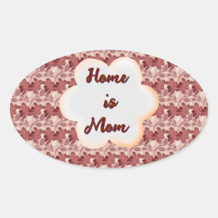 Custom and personalised mother's day floral gift  oval sticker