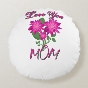 Custom and Personalised Mother's Day Floral gift Round Cushion