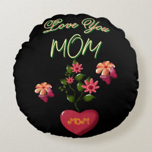 Custom and Personalised Mother's Day Floral gift Round Cushion