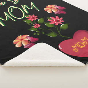 Custom and Personalised Mother's Day Floral gift Sherpa Blanket