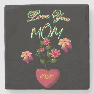 Custom and Personalised Mother's Day Floral gift  Stone Coaster