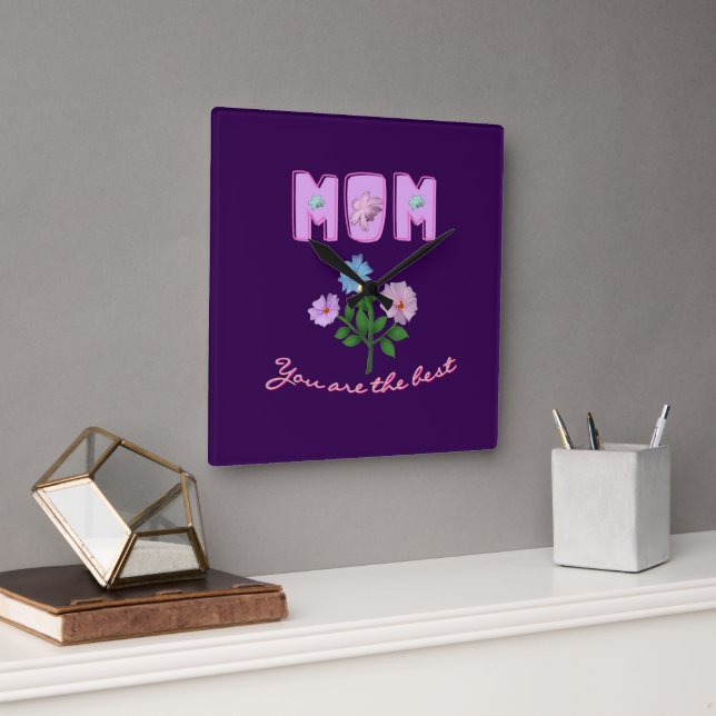 Custom and personalised mother's day gift  square wall clock (Office)