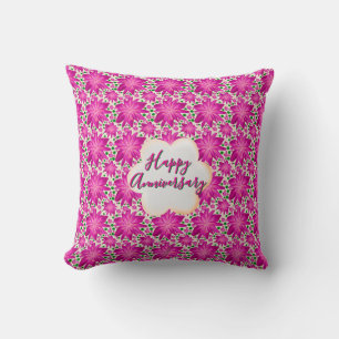 Custom and personalised pink floral  cushion