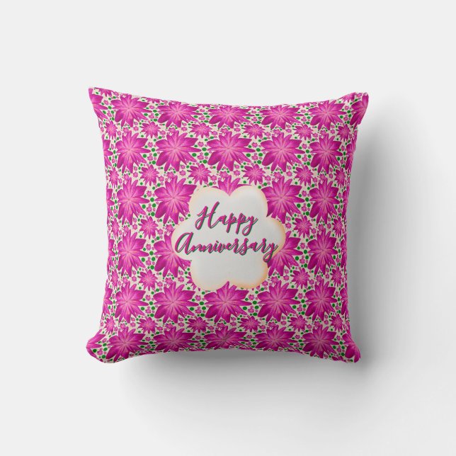 Custom and personalised pink floral  cushion (Front)