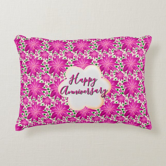 Custom and personalised pink floral  decorative cushion (Front)