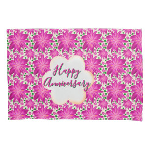 Custom and personalised pink floral  pillowcase