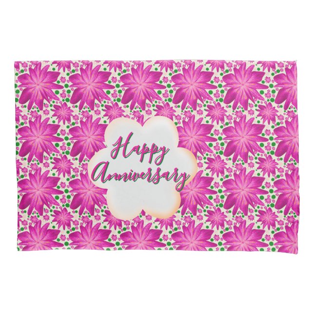 Custom and personalised pink floral  pillowcase (Front)