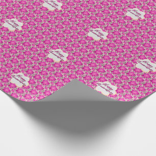 Custom and personalised pink floral wrapping paper