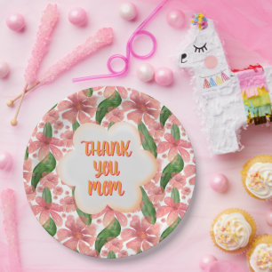 Custom and personalised Thank You Mum Watercolor Paper Plate