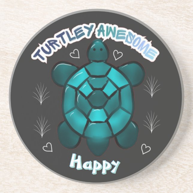 Custom and personalised turtle lover gift  coaster (Front)