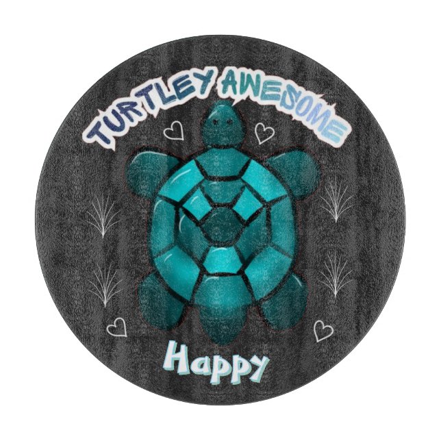 Custom and personalised turtle lover gift  cutting board (Front)