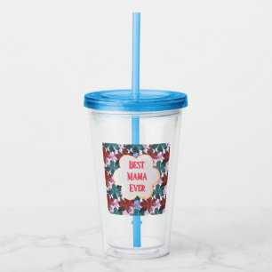Custom and personalised watercolor floral acrylic tumbler