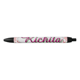 Custom and Personalised watercolor floral Black Ink Pen