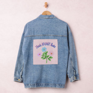 Custom and personalised watercolor floral gift denim jacket