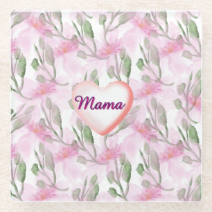Custom and Personalised watercolor floral gift Glass Coaster