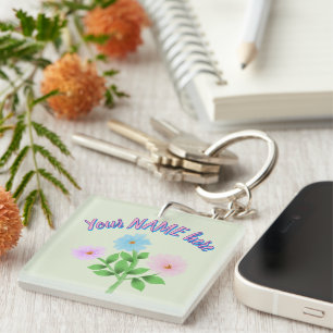 Custom and personalised watercolor floral gift   key ring