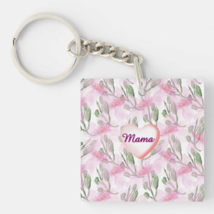 Custom and Personalised watercolor floral gift Key Ring