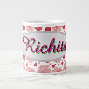 Custom and Personalised watercolor floral Large Coffee Mug