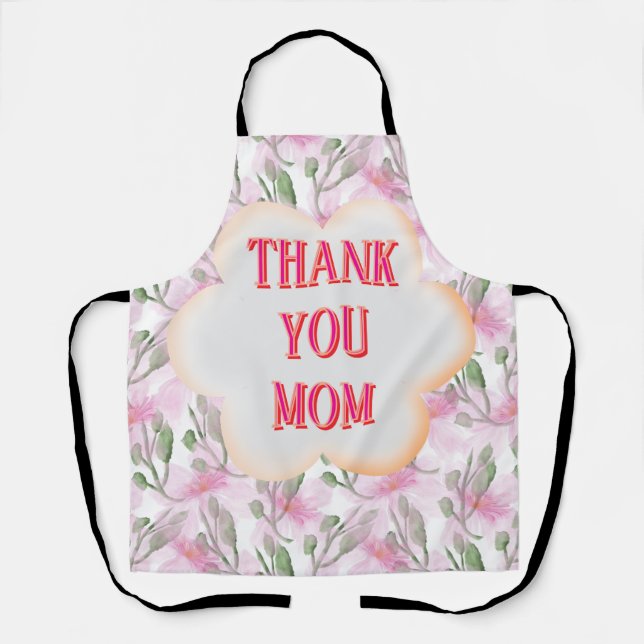 Custom and Personalised watercolor floral pattern  Apron (Front)