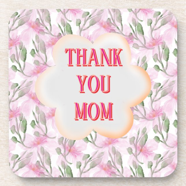 Custom and Personalised watercolor floral pattern  Coaster (Front)