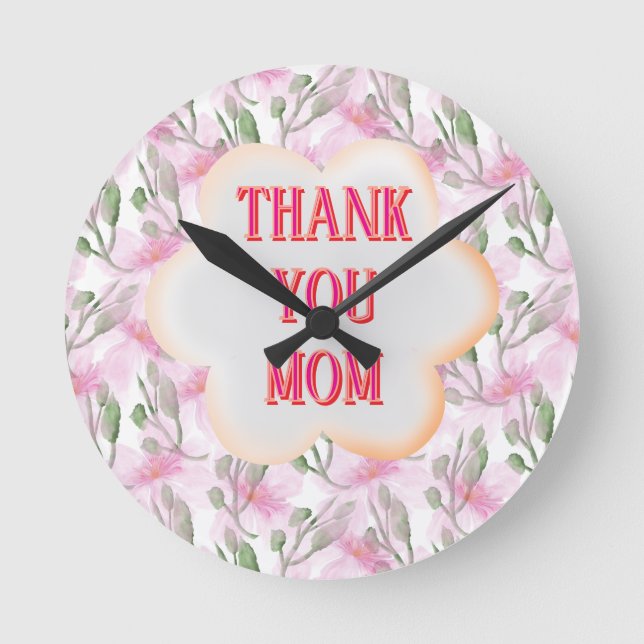 Custom and Personalised watercolor floral pattern  Round Clock (Front)