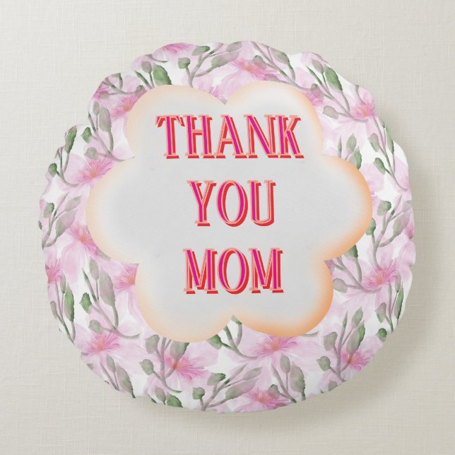 Custom and Personalised watercolor floral pattern  Round Cushion (Front)