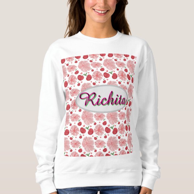 Custom and personalised watercolor floral pattern  sweatshirt (Front)