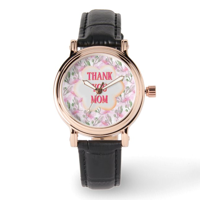 Custom and Personalised watercolor floral pattern  Watch (Front)